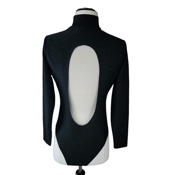 BlankNYC Sheer Bodysuit Women's Size M Manhattan Sparkle Mockneck Glam Party - Picture 3 of 7